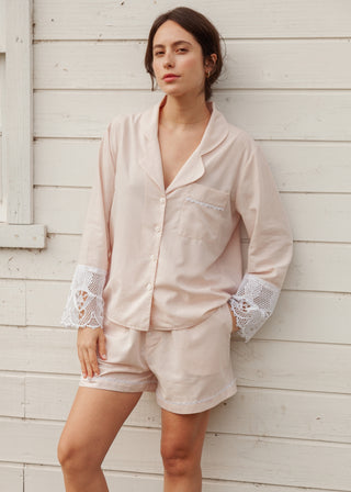 Pijama Shorts Calmaria Rosa Chá