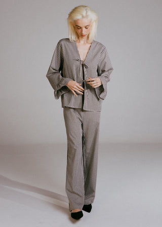 Pijama Laços Vichy Mocha