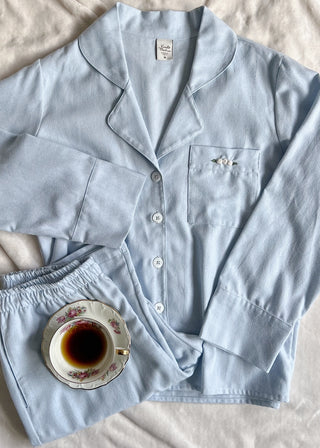 Pijama Flanela Azul Açucarado